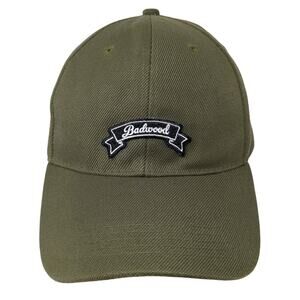 Badwood Strapback Baseball Cap Green One Size Adjustable Embroidered 6 Panel